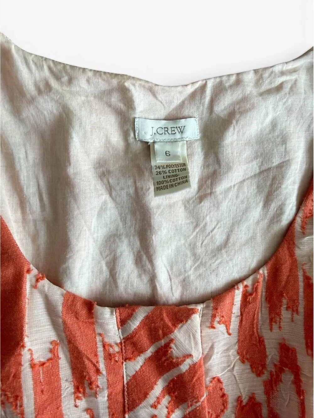 J. Crew orange ikat textured shift dress sz 6